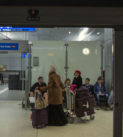 This file photo taken on February 8 shows Yemenis, who were among those stranded in Djibouti when US President Donald Trump ordered his travel ban, arrive to Los Angeles International Airport in Los Angeles, California (AFP photo)